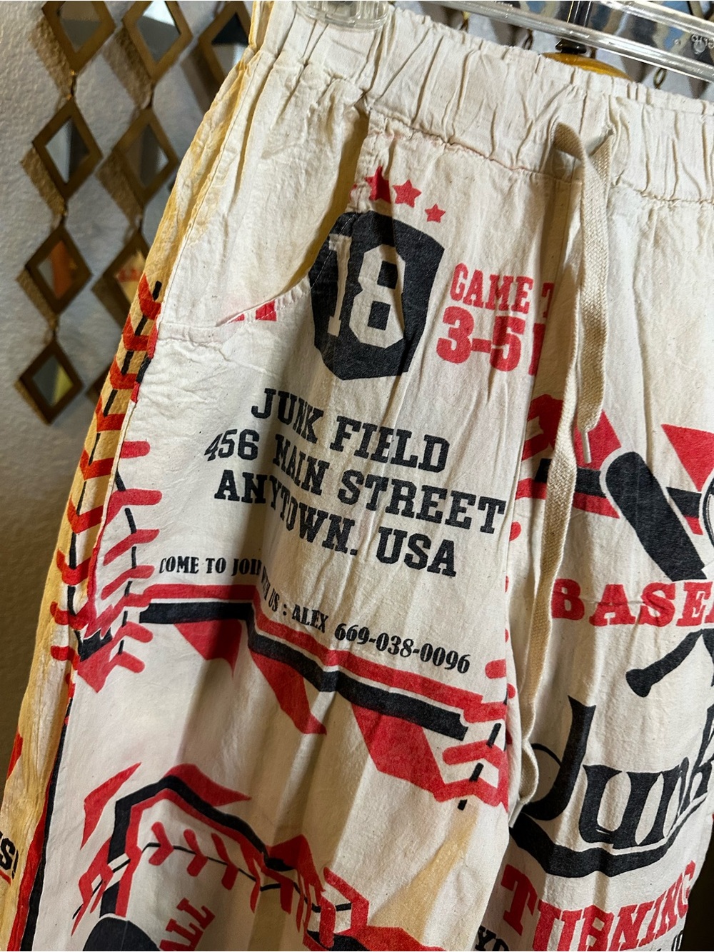 NEW Vintage Sack Style Flour Sack Pants - Junk Baseball - Picture 2 of 5